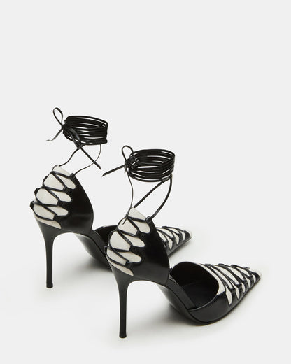 DANGER Black Multi Pointed-Toe Lace-Up Stiletto Pump Women's Heel | Steve Madden