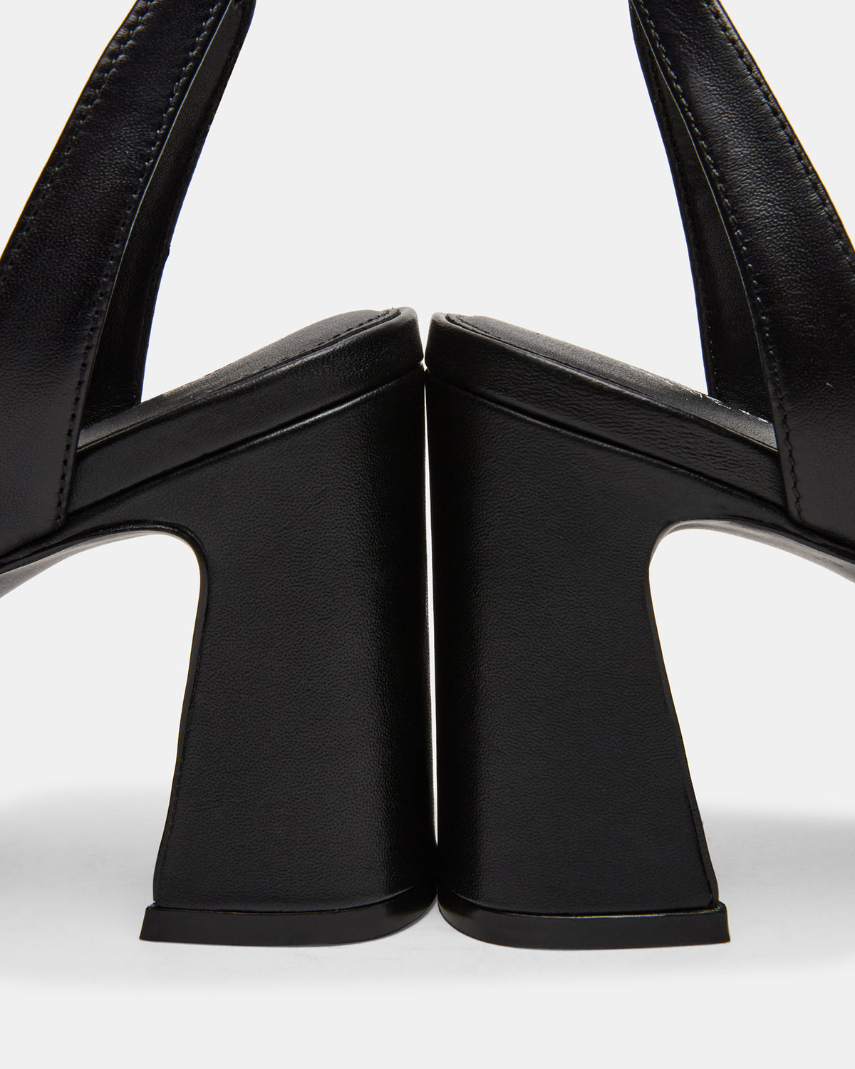 LARAH Black Leather Rounded Toe Block Heel Women's Heel | Steve Madden