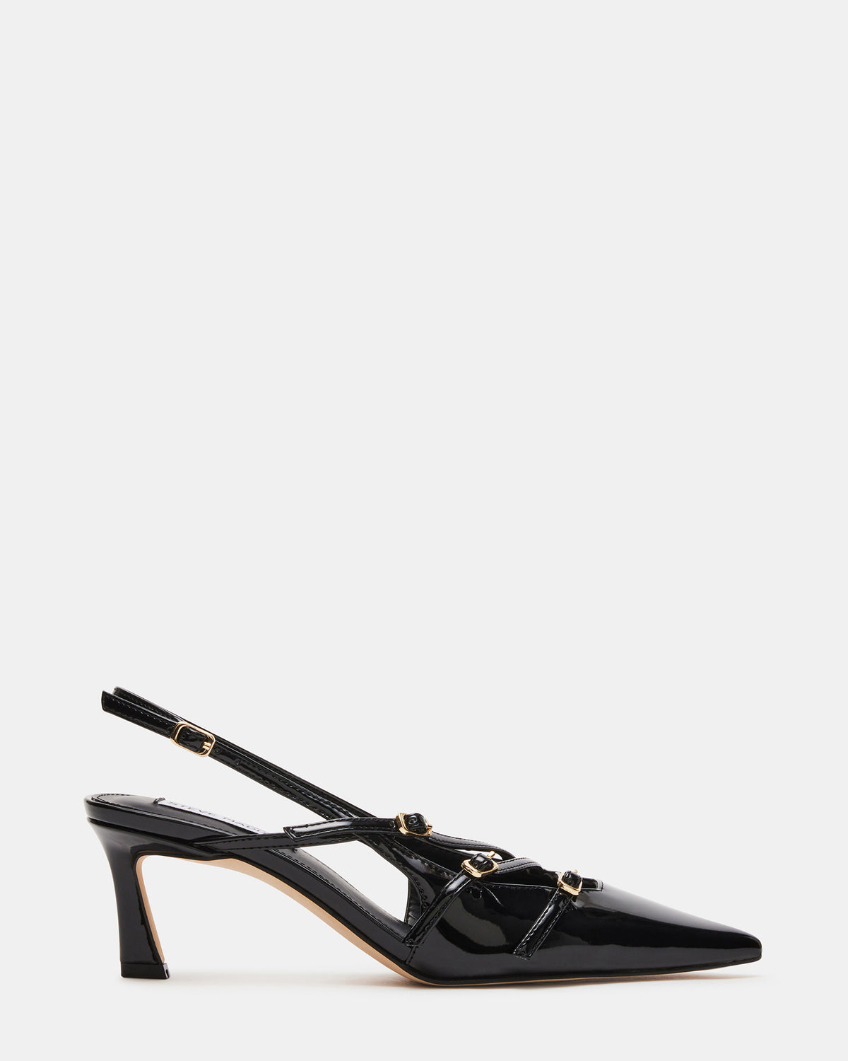 LIANA Black Patent Women's Slingback Pointed-Toe Low Heel | Steve Madden