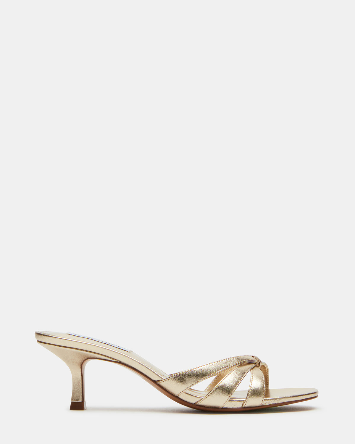 CARY Gold Leather Square-Toe Strappy Mule Women's Heel | Steve Madden