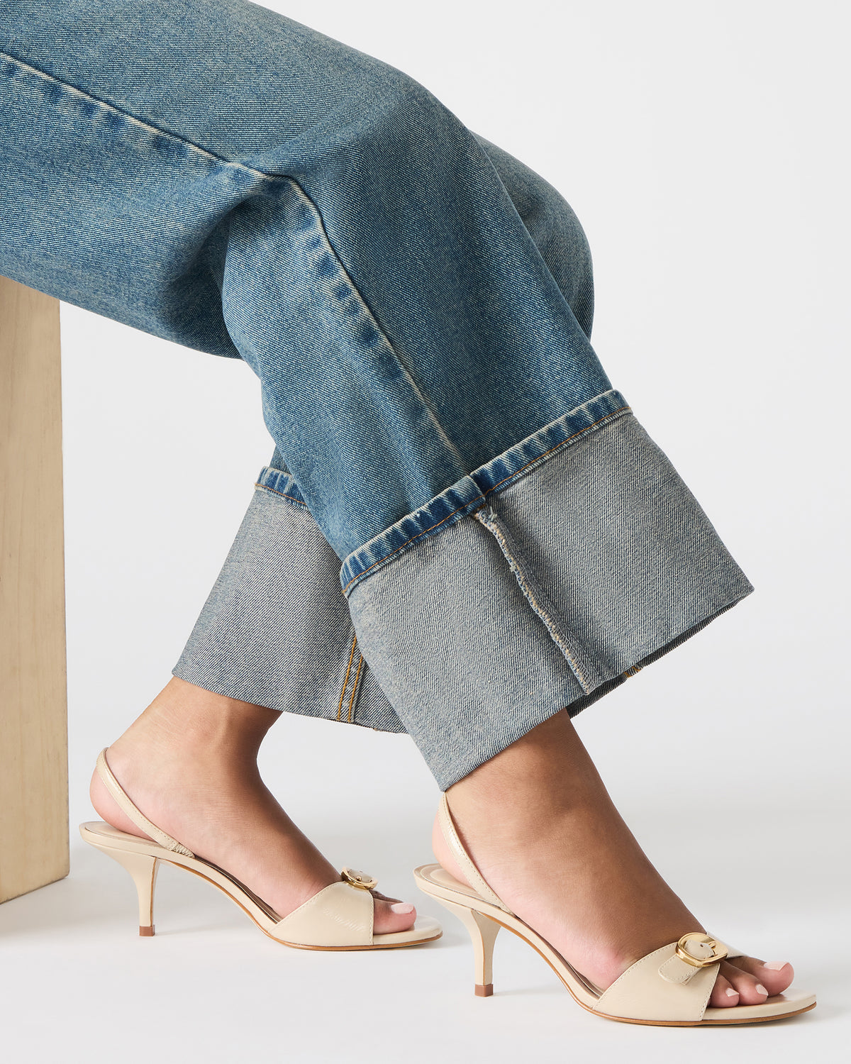 HENRIETTA Bone Leather Slingback Square-Toe Women's Heel | Steve Madden