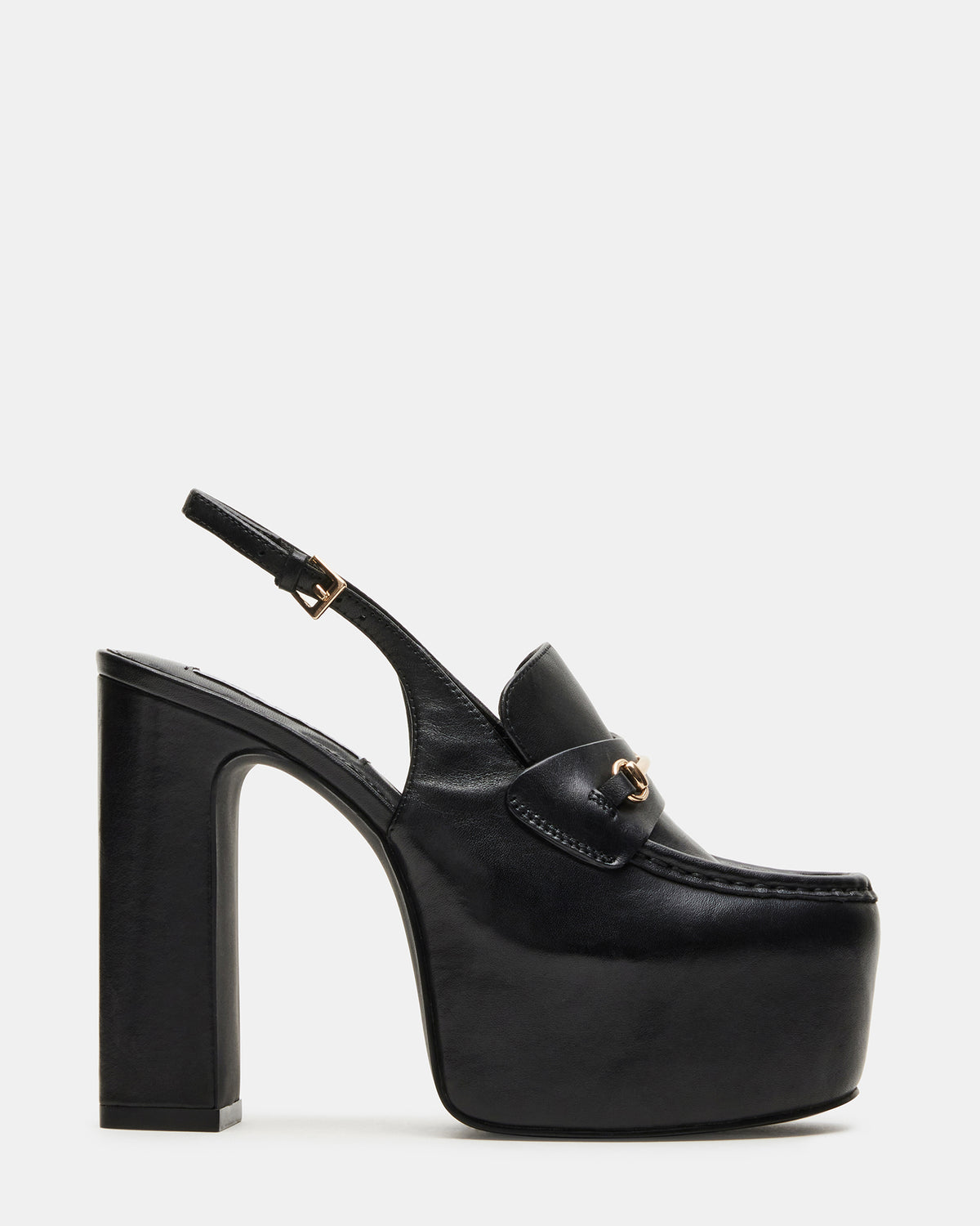 QUINN Black Leather Platform Slingback Heel | Women's Heels | Steve Madden