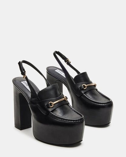 QUINN Black Leather Platform Slingback Heel | Women's Heels | Steve Madden
