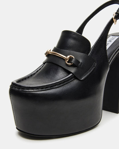 QUINN Black Leather Platform Slingback Heel | Women's Heels | Steve Madden