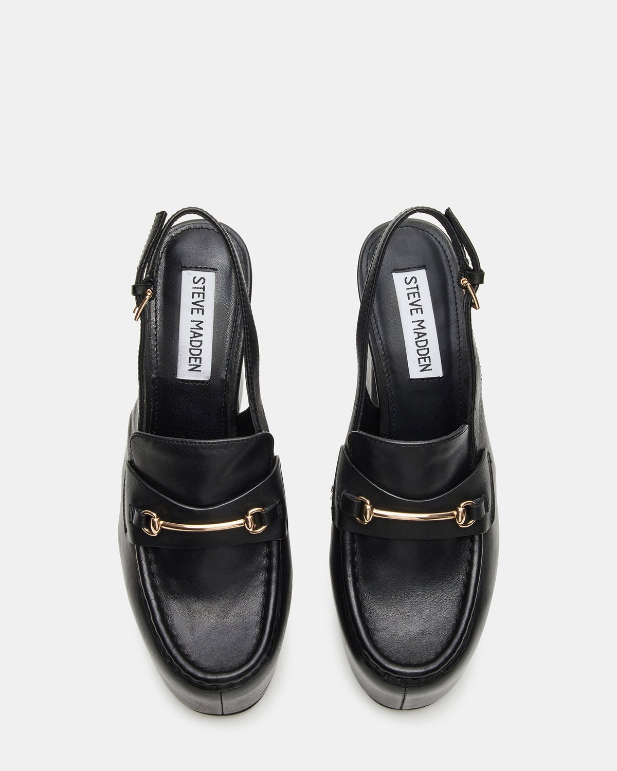 QUINN Black Leather Platform Slingback Heel | Women's Heels | Steve Madden