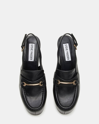 QUINN Black Leather Platform Slingback Heel | Women's Heels | Steve Madden