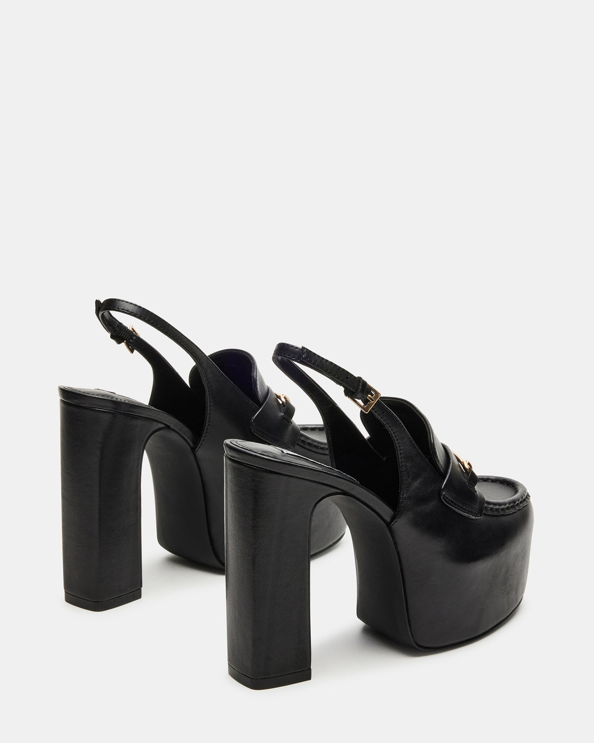 QUINN Black Leather Platform Slingback Heel | Women's Heels | Steve Madden
