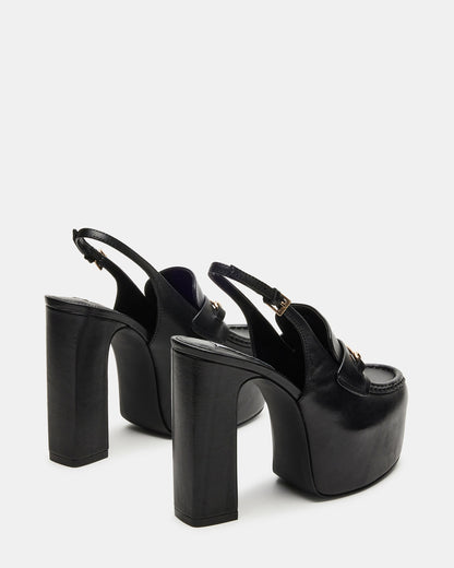 QUINN Black Leather Platform Slingback Heel | Women's Heels | Steve Madden