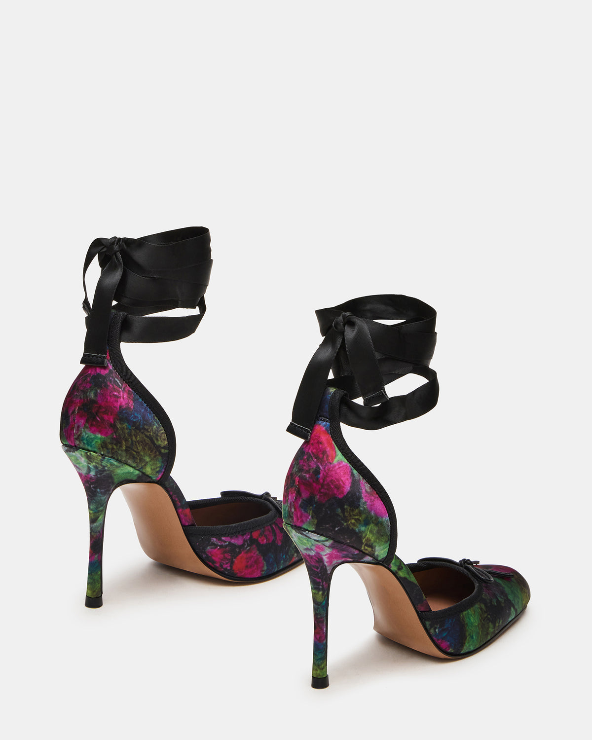 LARINA Floral Satin Square-Toe Stiletto Pump Lace-Up Women's Heel | Steve Madden