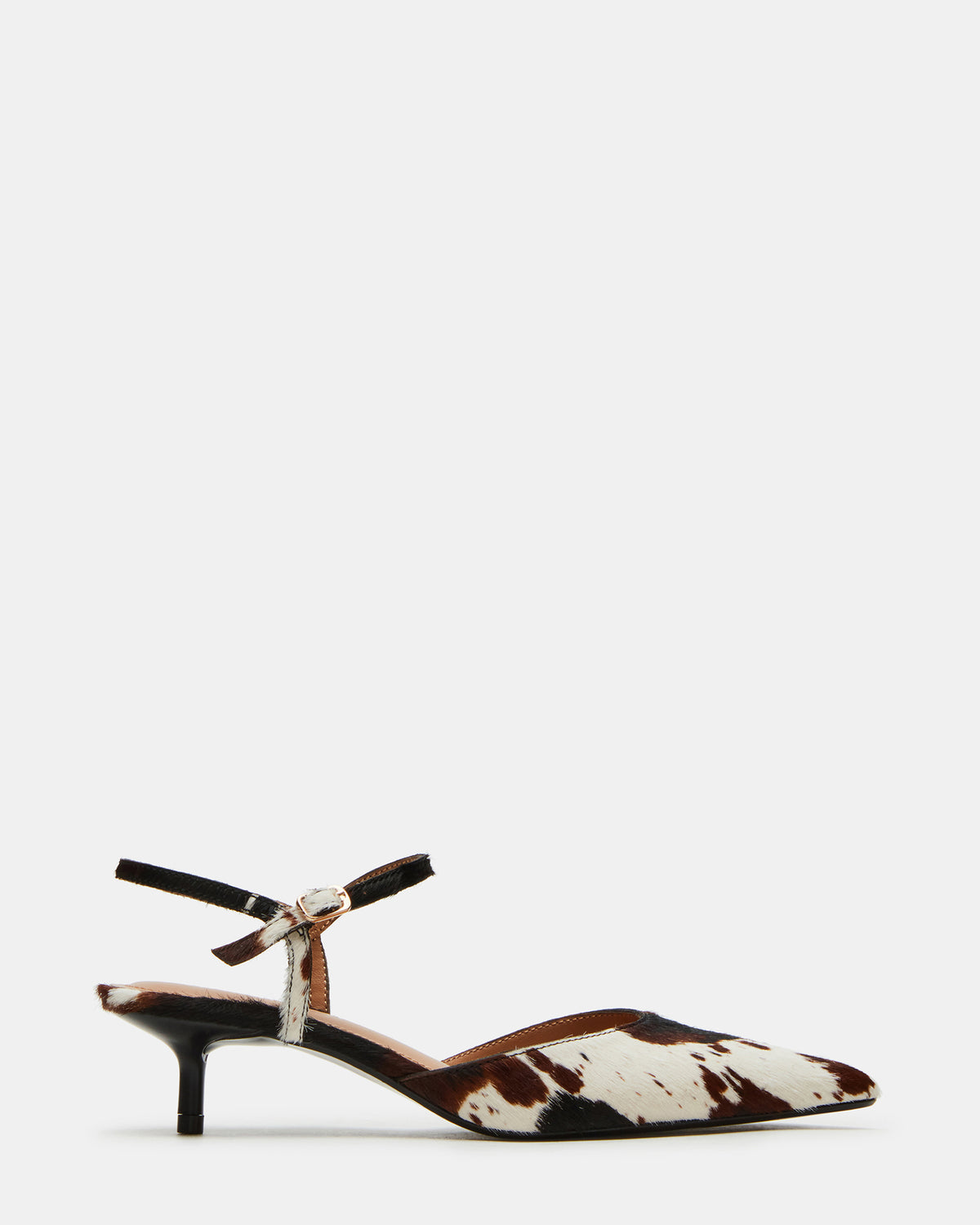 ADELAIDE Brown Cow Print Women's Pointed-Toe Kitten Heel | Steve Madden