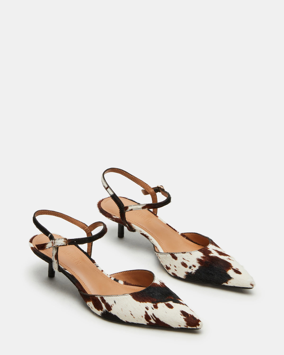 ADELAIDE Brown Cow Print Women's Pointed-Toe Kitten Heel | Steve Madden