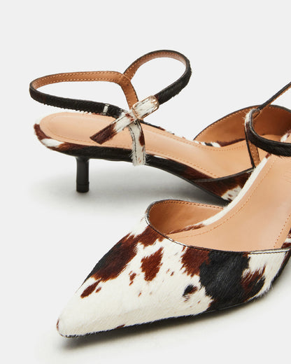 ADELAIDE Brown Cow Print Women's Pointed-Toe Kitten Heel | Steve Madden