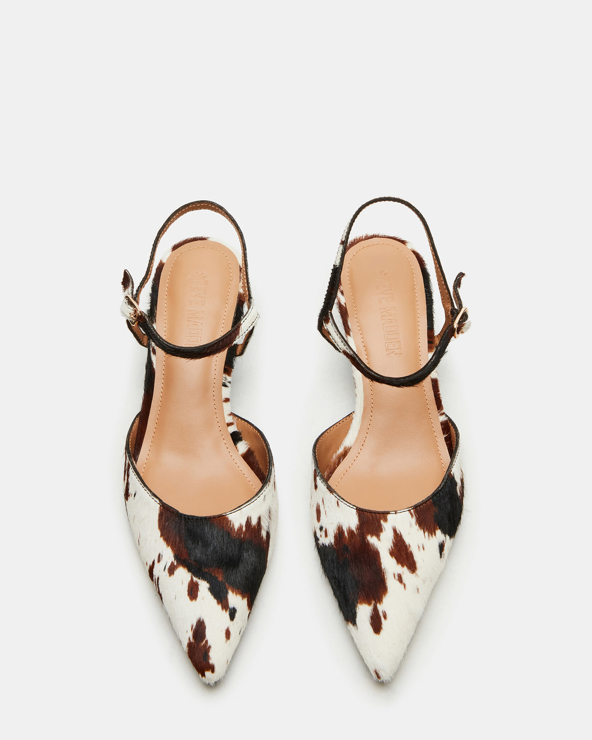 ADELAIDE Brown Cow Print Women's Pointed-Toe Kitten Heel | Steve Madden