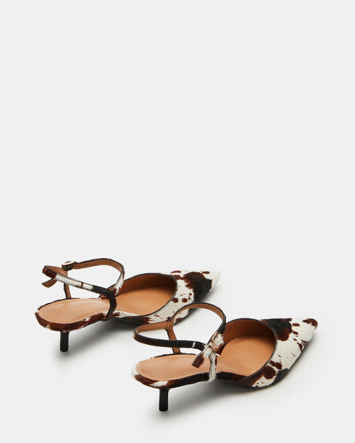 ADELAIDE Brown Cow Print Women's Pointed-Toe Kitten Heel | Steve Madden