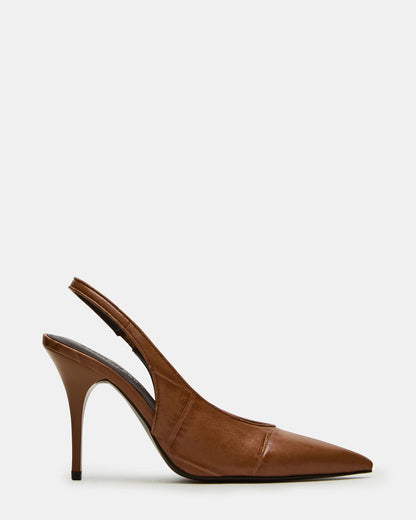 ANDROMEDA Tan Crocodile Slingback Pointed-Toe Stiletto Pump Women's Heel | Steve Madden