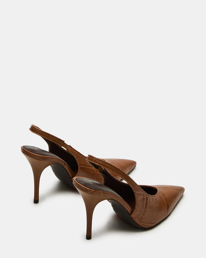 ANDROMEDA Tan Crocodile Slingback Pointed-Toe Stiletto Pump Women's Heel | Steve Madden