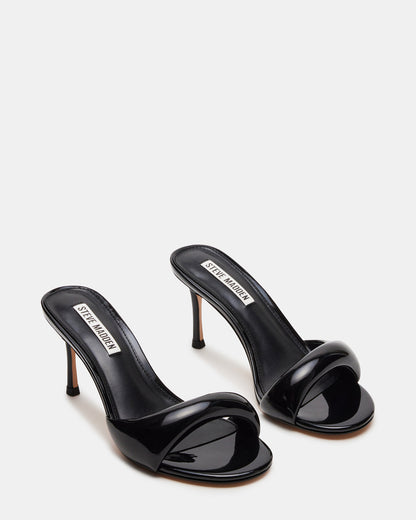 KIERAN Black Patent Mule Heel | Women's Heels | Steve Madden