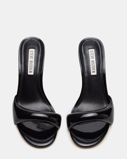 KIERAN Black Patent Mule Heel | Women's Heels | Steve Madden