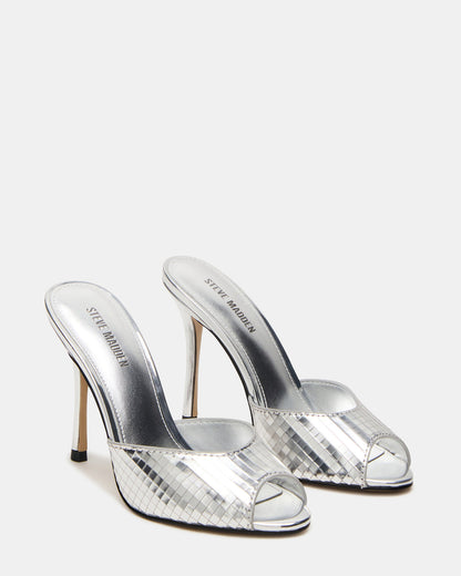 PRIYA Silver Disco Mule Women's Heel | Steve Madden
