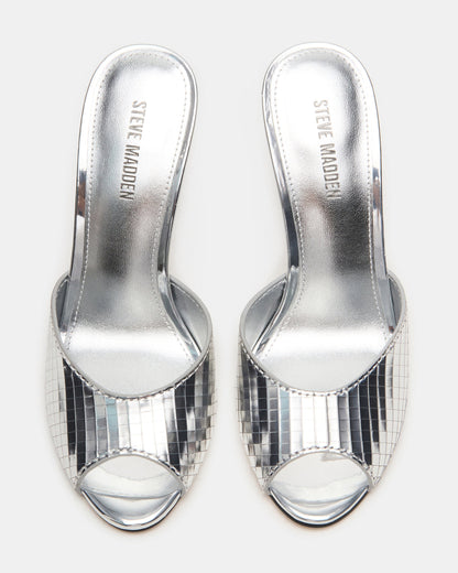 PRIYA Silver Disco Mule Women's Heel | Steve Madden