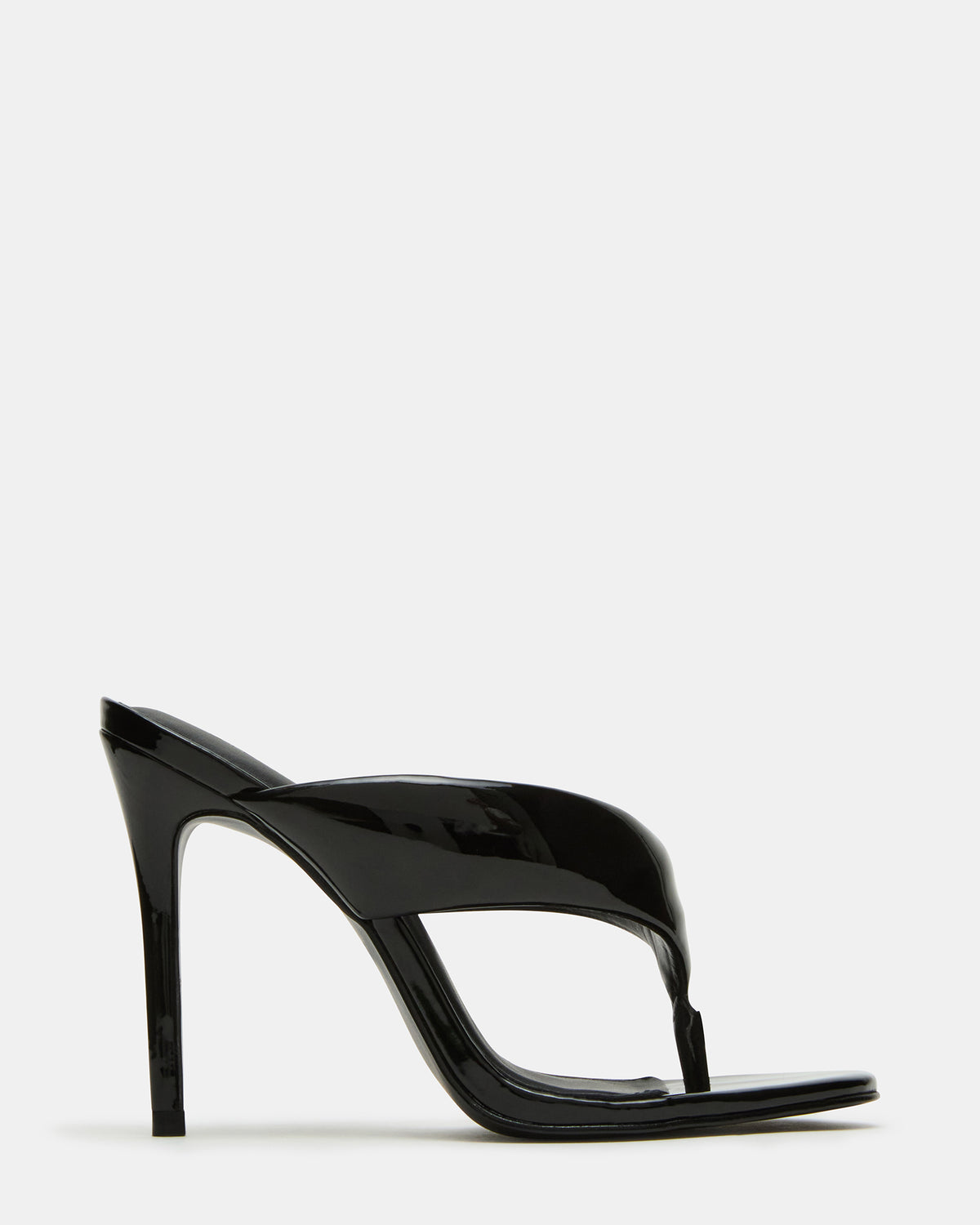 SABINE Black Patent Thong Mule Women's Heel | Steve Madden