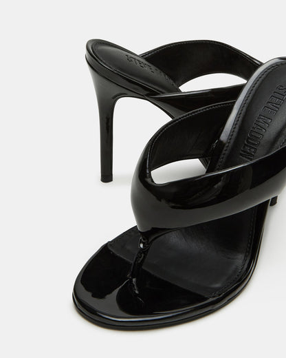 SABINE Black Patent Thong Mule Women's Heel | Steve Madden