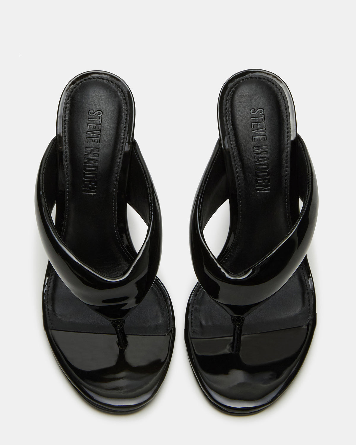 SABINE Black Patent Thong Mule Women's Heel | Steve Madden