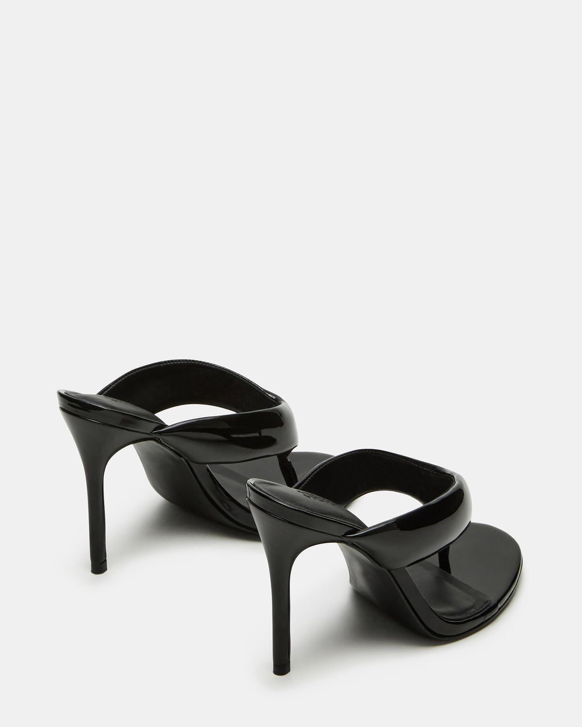 SABINE Black Patent Thong Mule Women's Heel | Steve Madden