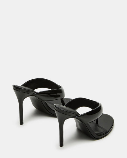 SABINE Black Patent Thong Mule Women's Heel | Steve Madden