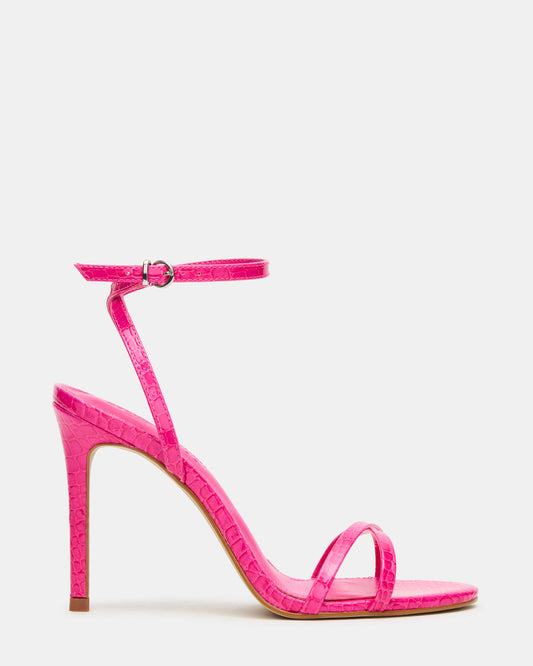 JYPSEY Pink Crocodile Strappy Stiletto Women's Heel | Steve Madden