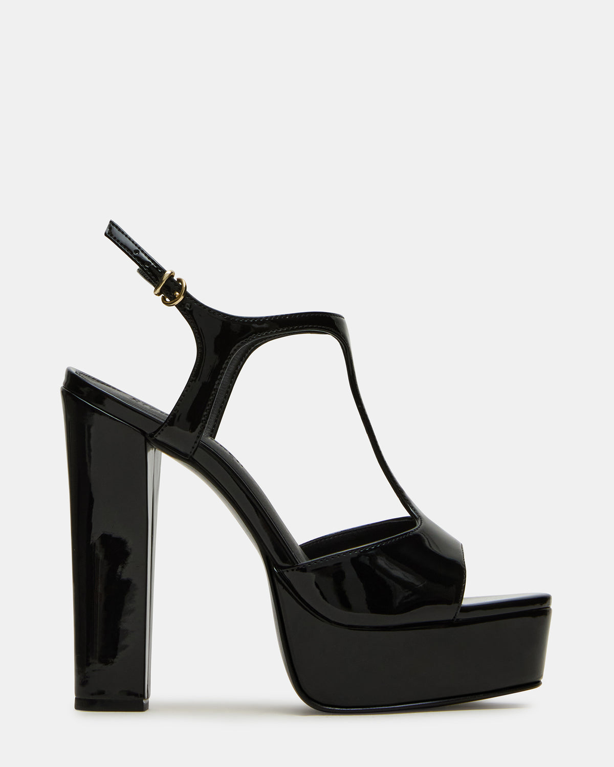 TAMI Black Patent Strappy Platform Women's Heel | Steve Madden