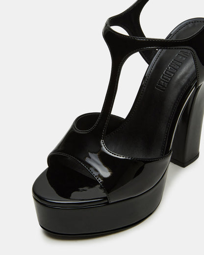 TAMI Black Patent Strappy Platform Women's Heel | Steve Madden