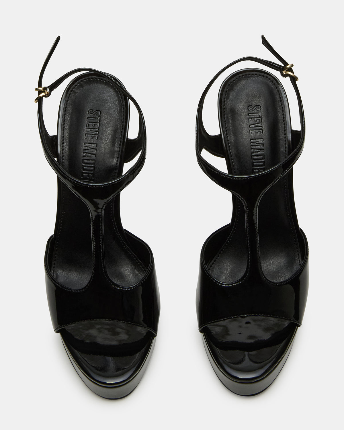 TAMI Black Patent Strappy Platform Women's Heel | Steve Madden