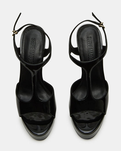 TAMI Black Patent Strappy Platform Women's Heel | Steve Madden