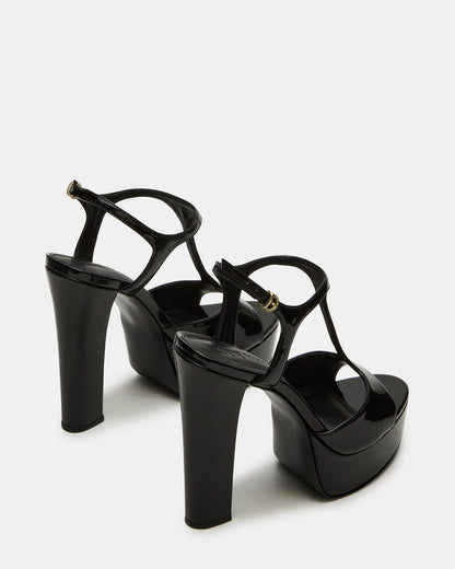 TAMI Black Patent Strappy Platform Women's Heel | Steve Madden