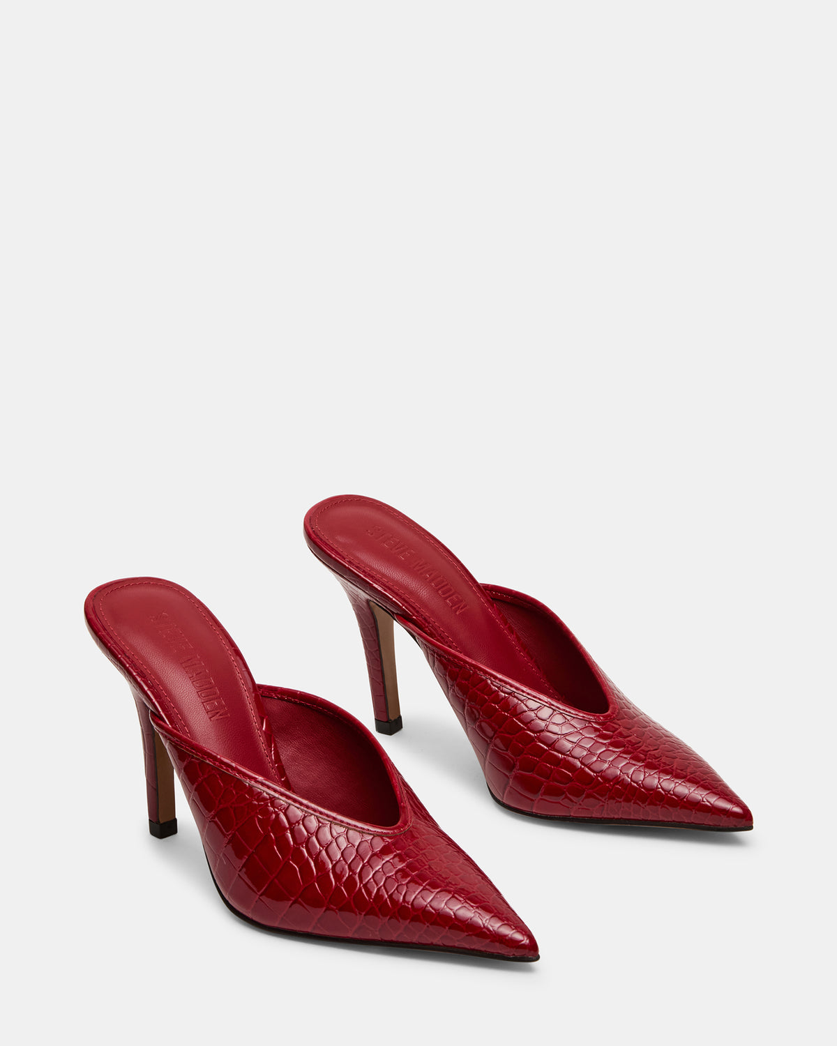 LITA Red Crocodile Pointed-Toe Mule Pump Women's Heel | Steve Madden