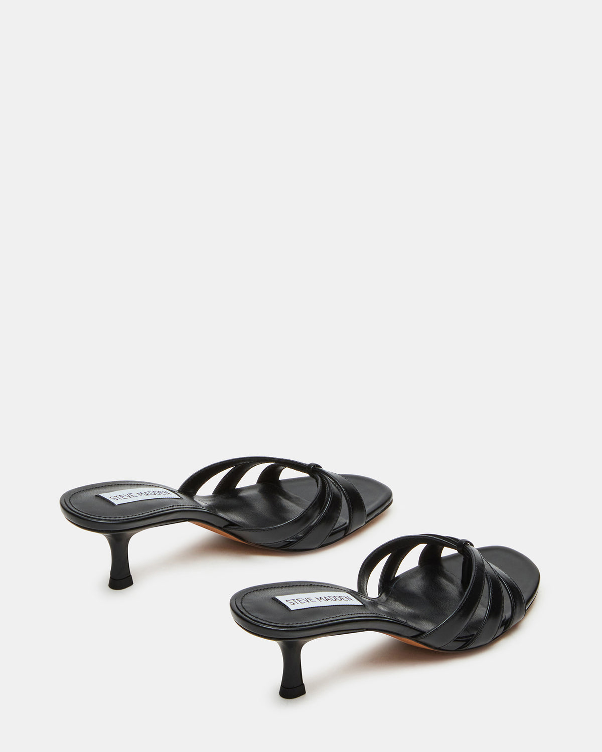 CARY Black Leather Square-Toe Strappy Mule Women's Heel | Steve Madden