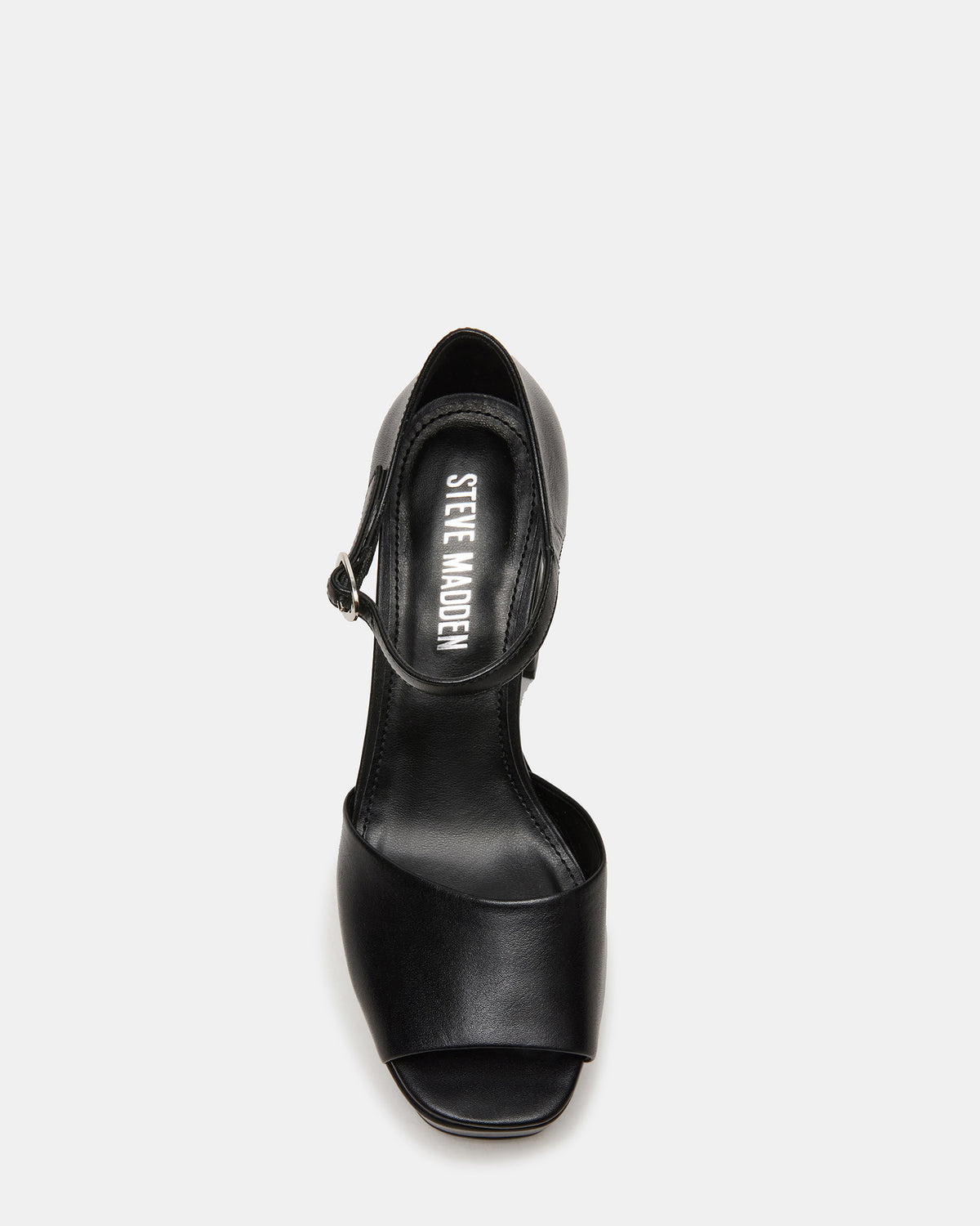 LONDON Black Leather Platfrom Block Heel Square-Toe Women's Heel | Steve Madden