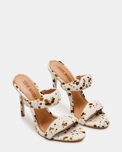 SATURN-C WHITE/CAMEL Stiletto Mule Women's Heel | Steve Madden