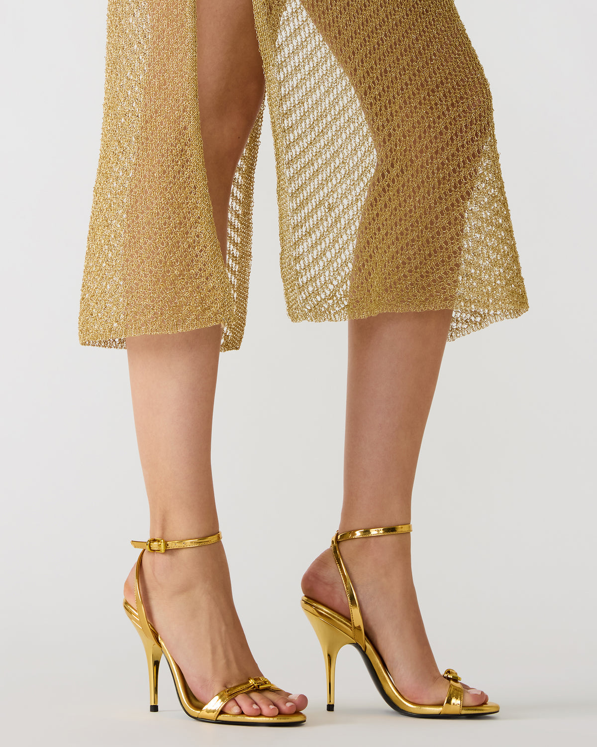 FOXX Gold Strappy Stiletto Open-Toe Women's Heel | Steve Madden