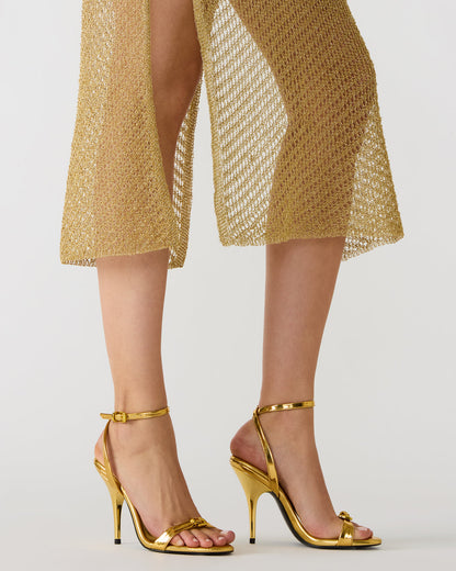 FOXX Gold Strappy Stiletto Open-Toe Women's Heel | Steve Madden