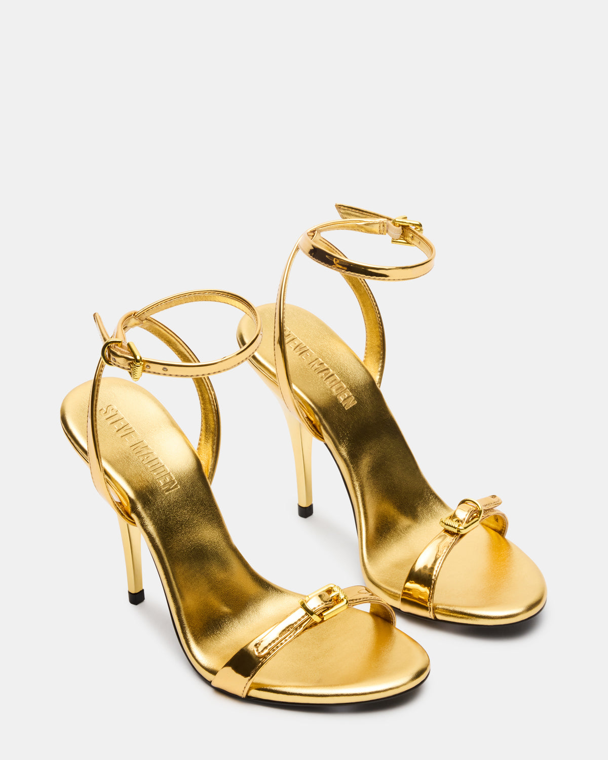 FOXX Gold Strappy Stiletto Open-Toe Women's Heel | Steve Madden