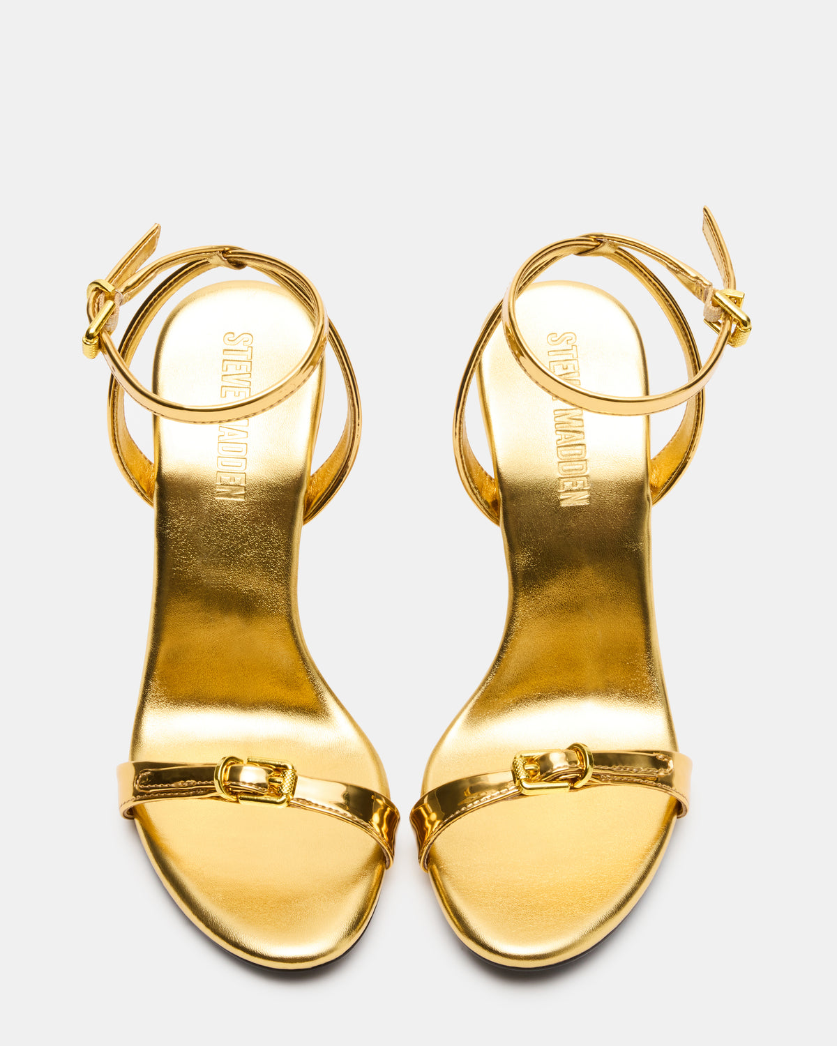 FOXX Gold Strappy Stiletto Open-Toe Women's Heel | Steve Madden