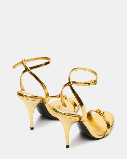 FOXX Gold Strappy Stiletto Open-Toe Women's Heel | Steve Madden
