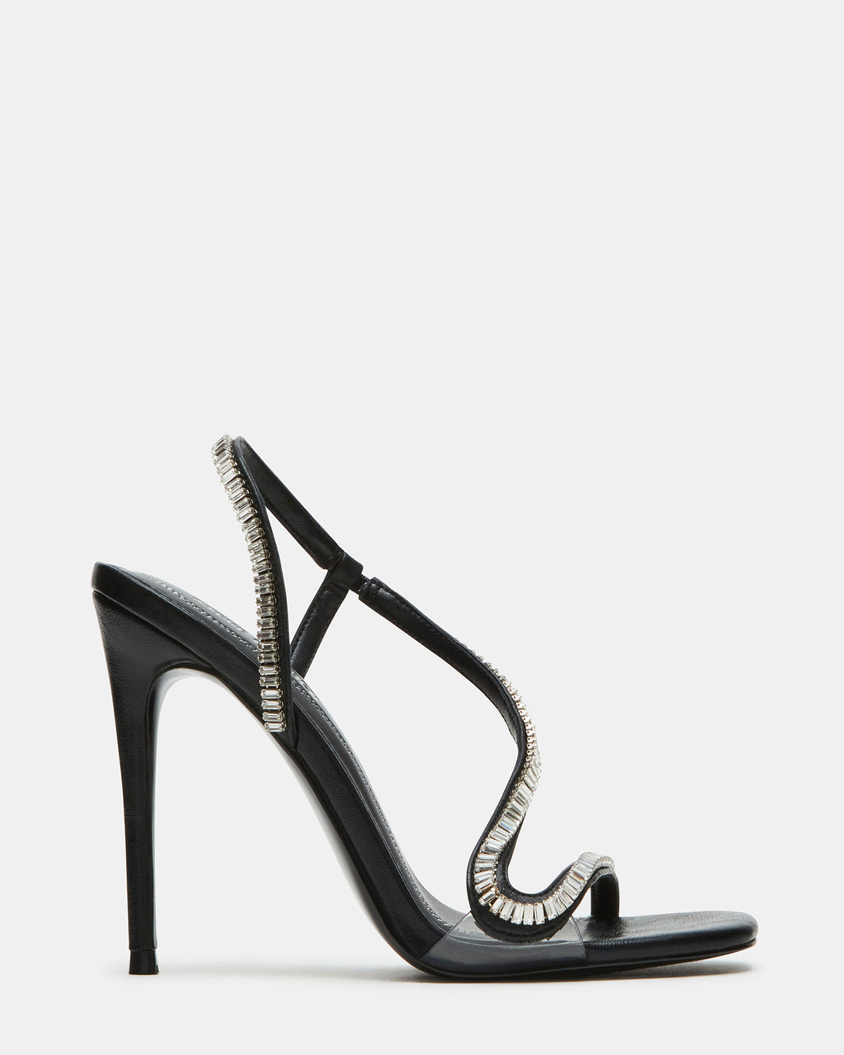 NESSA Black Square Toe Rhinestone Stiletto Heel | Women's Heels | Steve Madden