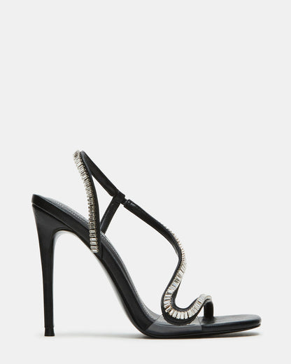 NESSA Black Square Toe Rhinestone Stiletto Heel | Women's Heels | Steve Madden