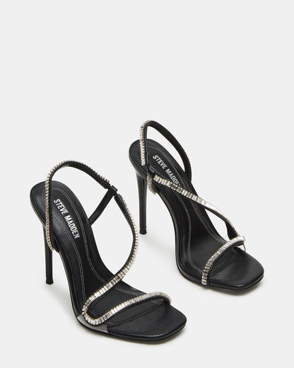 NESSA Black Square Toe Rhinestone Stiletto Heel | Women's Heels | Steve Madden