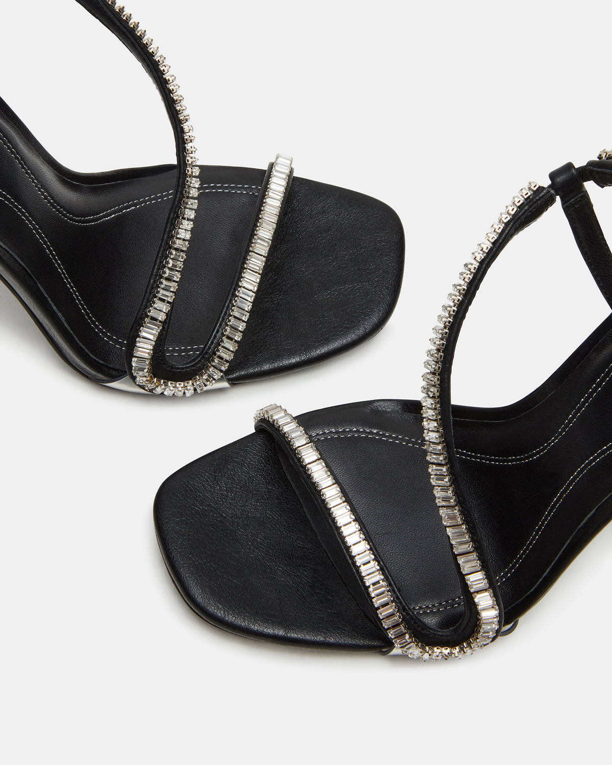 NESSA Black Square Toe Rhinestone Stiletto Heel | Women's Heels | Steve Madden