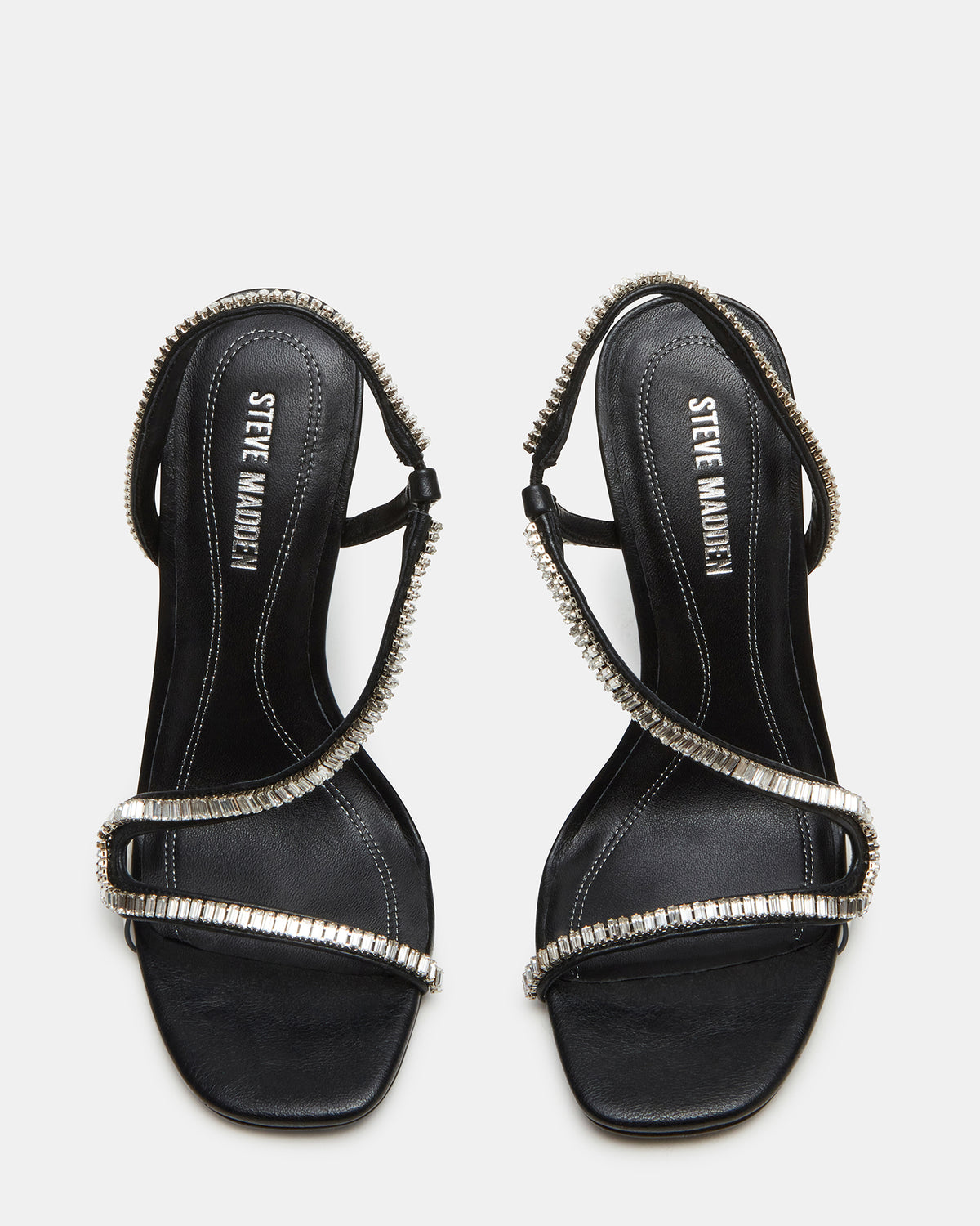 NESSA Black Square Toe Rhinestone Stiletto Heel | Women's Heels | Steve Madden