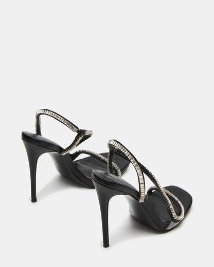 NESSA Black Square Toe Rhinestone Stiletto Heel | Women's Heels | Steve Madden